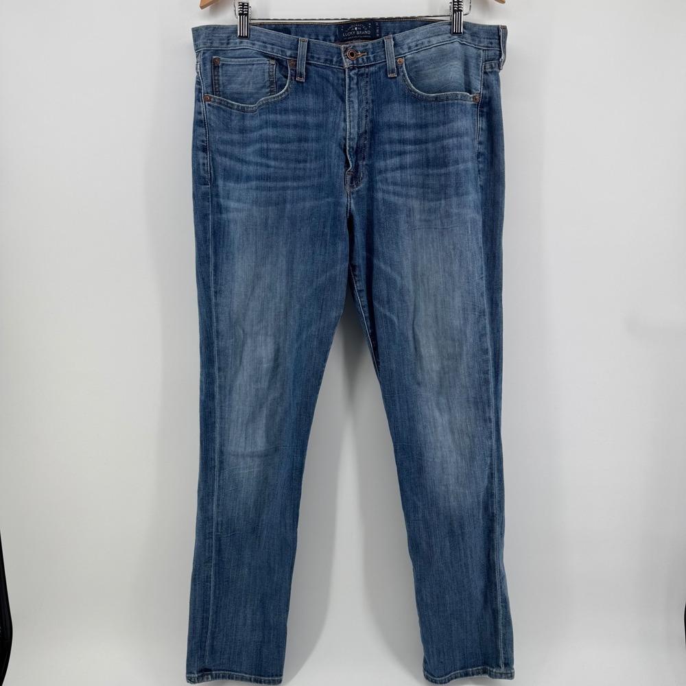 Lucky Brand 121 Heritage Slim Rugged Mens Blue Medium Wash Denim Jeans 36x32